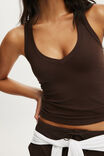 Ultra Soft Plunge Front Racer Tank, FRENCH ROAST - example image 2