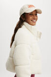 The Mother Puffer Cropped Sherpa Jacket, COCONUT MILK - alternate image 2