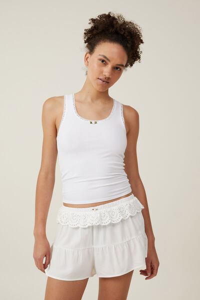 Lacey Racer Back Cami, WHITE