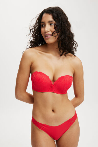 Everyday Lace Strapless Push Up 2 Bra, CHERRY PIE