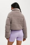 The Mother Puffer Cropped Sherpa Jacket, DESERT GREY - alternate image 3