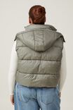 The Recycled Mother Hooded Puffer Vest 2.0, DUSTY KHAKI - alternate image 3