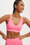 Seamless Plunge Strappy Back Crop, WASHED NEON PINK - alternate image 2