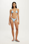 Micro String Triangle Bikini Top, CLEAR SEA BLUE TEXTURE STRIPE - example image 4