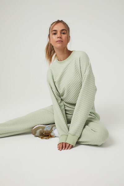 Quilted Oversized Crew, PISTACHIO QUILTED