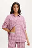 Personalised Cloud Soft Flannel Oversized Shirt, LUCY CHECK PINK KISS - example image 2