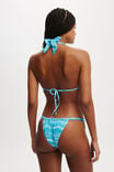 Gathered Thick Strap Brazilian Bikini Bottom, WATERCOLOUR BLUES - alternate image 3