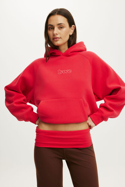 Plush Premium Graphic Raglan Hoodie, CHARGED RED/BODY WELLNESS