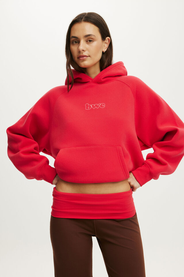 Plush Premium Graphic Raglan Hoodie, CHARGED RED/BODY WELLNESS