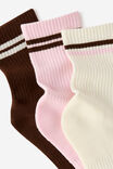Move Crew Sock 3Pk, COCONUT MILK/ CHESTNUT/ CHERRY DREAM - example image 3