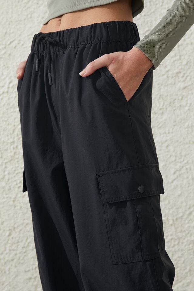 Woven Cargo Pant, BLACK