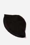 Reversible Sherpa Bucket Hat, BLACK