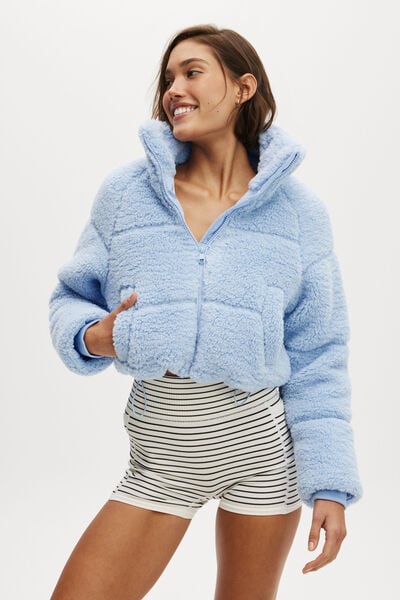 The Mother Puffer Cropped Sherpa Jacket, WINDSURFER