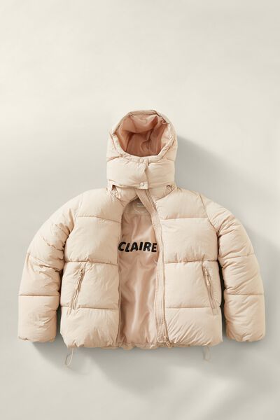 Personalised The Recycled Mother Puffer Jacket 3.0, SESAME/HEAT TRANSFER