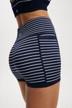 Seamless Pocket Shortie Short, DARK WATER/ WHITE STRIPE - alternate image 2