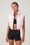 The Mother Puffer Panelled Crop Vest, CHERRY DREAM - alternate image 1