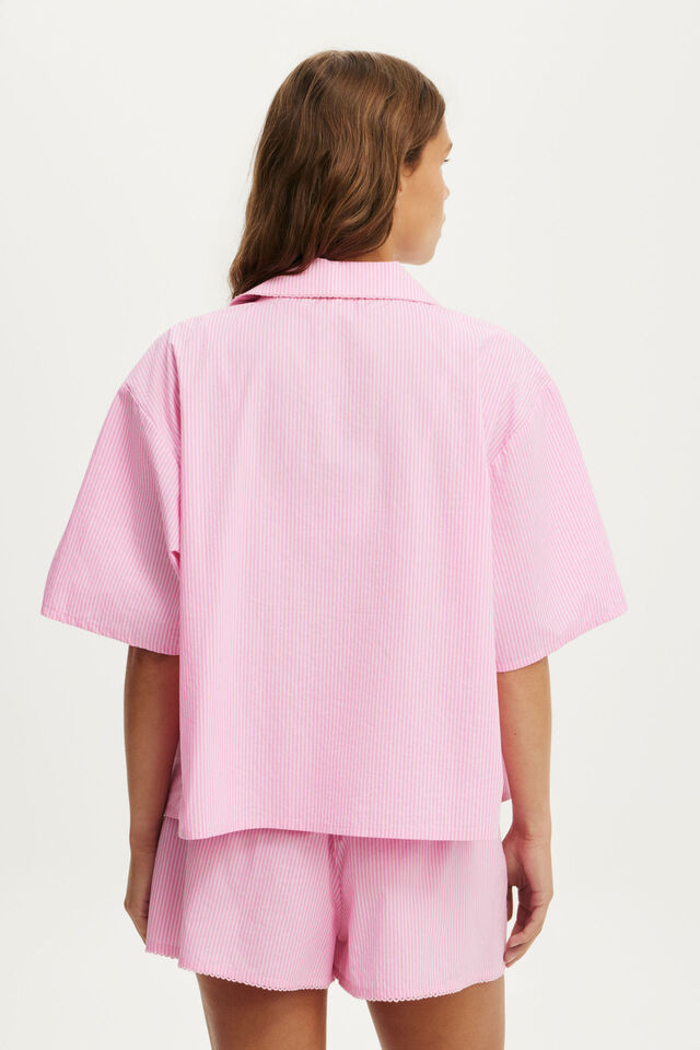 Personalised Cotton Soft Short Sleeve Set, ZOE STRIPE NOUGHTIES PINK/ROSY HAZE PINK