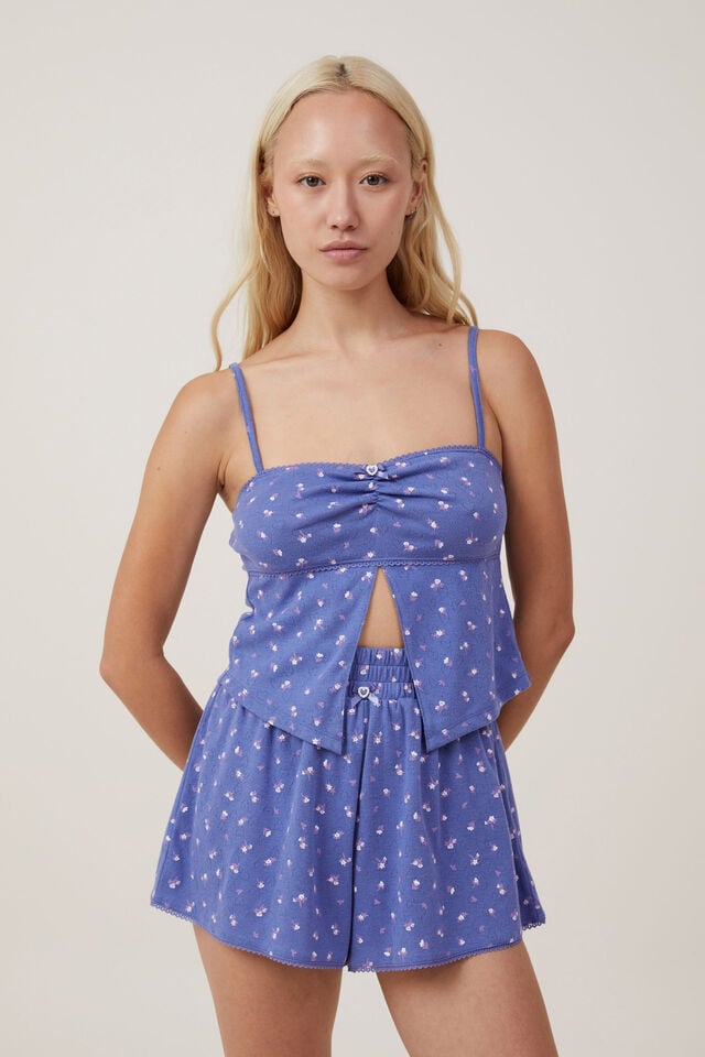 Pointelle Sleep Relaxed Short, BLUEBERRY DREAM CARLI DITSY FLORAL