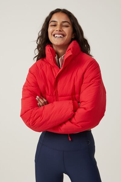 The Recycled Cropped Mother Puffer 2.0, APRES RED