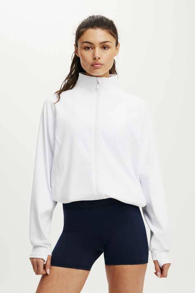 Active Oversized Track Jacket, WHITE