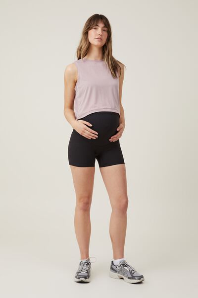 Maternity Ultra Soft Yoga Bike Short, BLACK