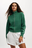 Active Knitted Zip Through Jumper, SPORTY GREEN/MALACHITE GREEN - alternate image 1