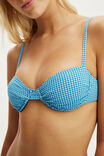 Gathered Thin Strap Balconette Bikini Top, BLUE MINI GINGHAM - example image 2