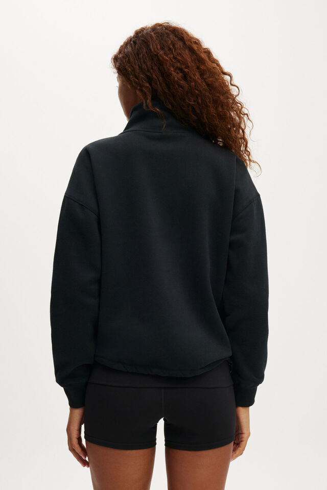 Plush Essential Half Zip Jumper, BLACK