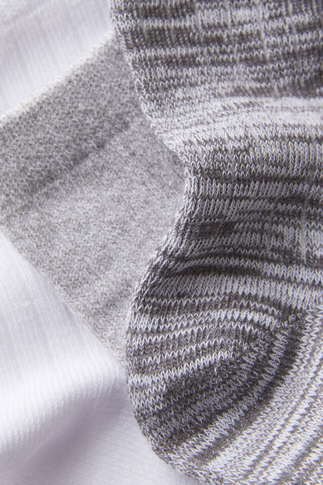 Body Mid Crew Socks 3Pk, GREYSCALE