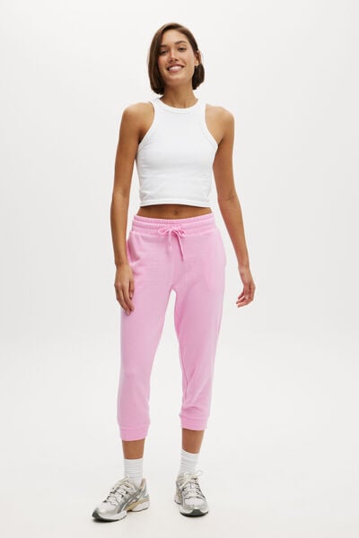 Lifestyle Cropped Gym Trackpant, MILLENNIAL PINK