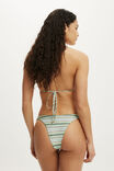 Soft Dip High Side Brazilian Bikini Bottom, BOHO STRIPES GREEN SHIMMER - example image 3