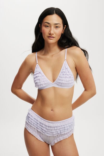 Rara Ruffle Triangle Bralette, WASHED THISTLE