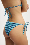 String Tie Side Brazilian Bikini Bottom, TIDAL BLUE JACQUARD STRIPE/SCRUNCH - example image 2