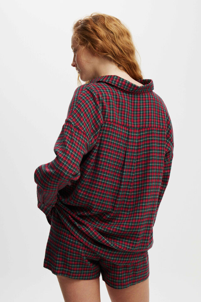 Flannel Boyfriend Long Sleeve Shirt Personalised, CHRISSY CHECK/RED