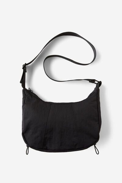 Scrunched Shoulder Bag, BLACK