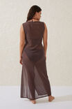 Glitter Beach High Neck Maxi Dress, ACORN BROWN METALLIC - alternate image 3