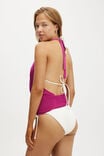 Noa Knit Drape Halter Top, BERRY - example image 3