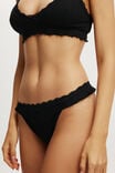 Organic Cotton Ruffle G String Brief, BLACK POINTELLE - alternate image 2