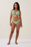 High Side Brazilian Seam Bikini Bottom, CACTUS GREEN STRIPE CRINKLE - alternate image 1