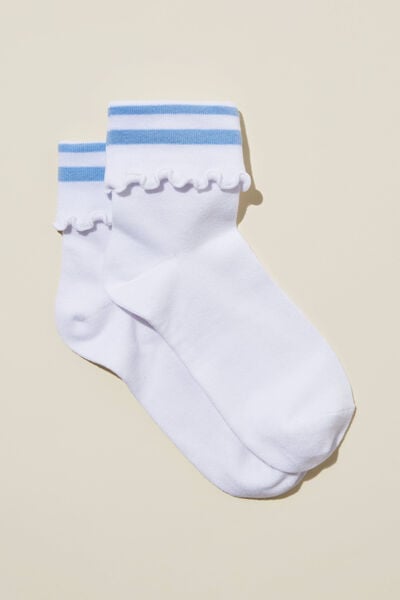 Active Folded Frill Sock, WHITE/ WINDSURFER