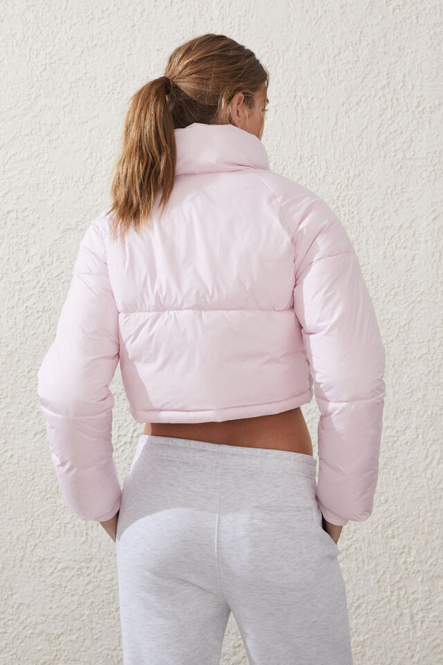 The Mother Puffer Cropped Jacket, CHERRY DREAM