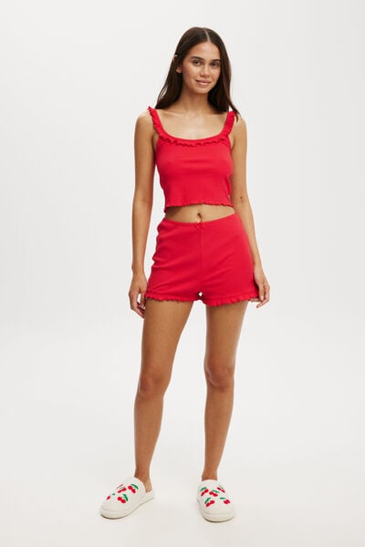 Rib Ruffle Short, LOBSTER RED