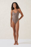 Smoothing Thin Strap Cheeky One Piece, RAW UMBER - alternate image 4