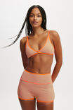 High Apex Bikini Top, ORANGE STRIPE RIB - alternate image 1