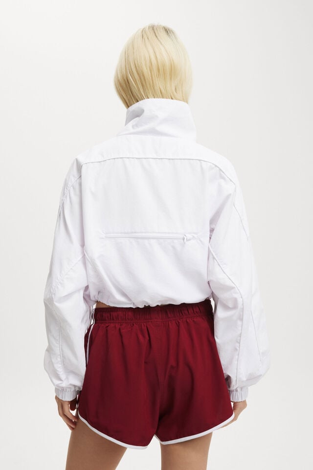 Cropped Contrast Anorak, WHITE