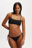 Straight Neck Crop Bikini Top, BLACK CRINKLE - alternate image 1