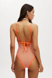 Tie Back One Piece Brazilian, ORANGE STRIPE RIB - alternate image 3