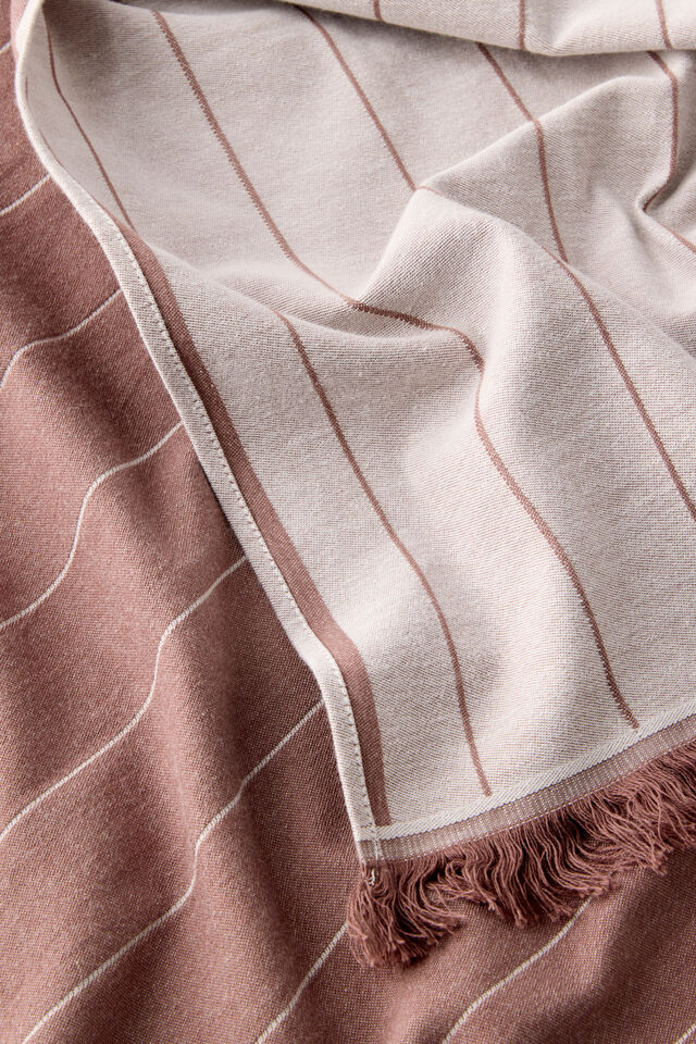Lucia Lightweight Towel, TOFFEE BEAN PINSTRIPE