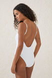 Thin Strap Low Scoop One Piece Cheeky, WHITE CRINKLE - alternate image 3
