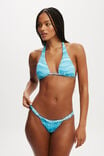 Gathered Thick Strap Brazilian Bikini Bottom, WATERCOLOUR BLUES - alternate image 4